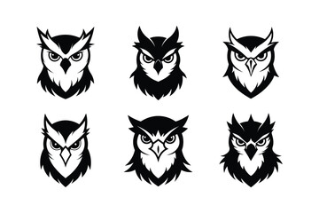 Harpy Eagle (Harpia harpyja) mammal animal, labeled silhouette vector art illustration.