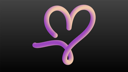 Heart calligraphic hand drawn isolated on black background, vector illustration. Cursive letters set, handwritten funny curves, Flat Modern design , illustration Vector EPS 10