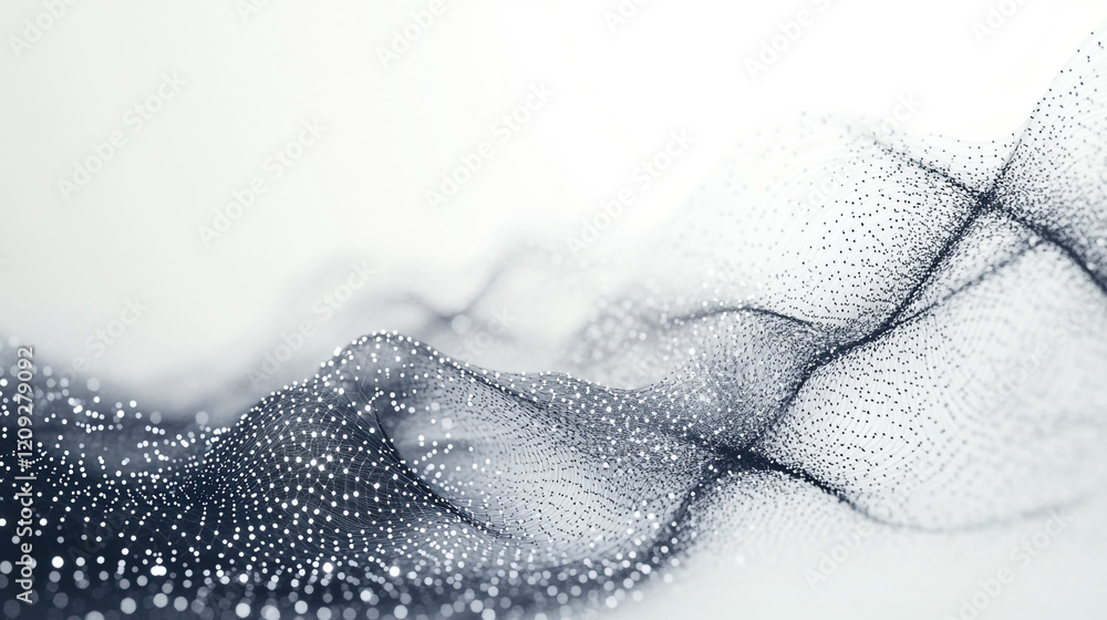 Poster ethereal fabric waves: a minimalist perspective. a serene image of soft, translucent fabric undulati