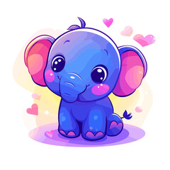 Fototapeta premium Adorable Cartoon Baby Elephant