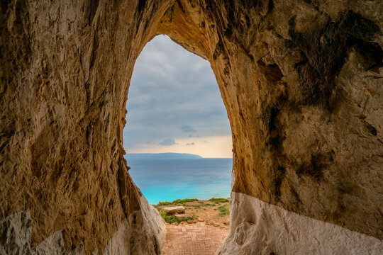 Cave of Elafonisos island with view to the sea