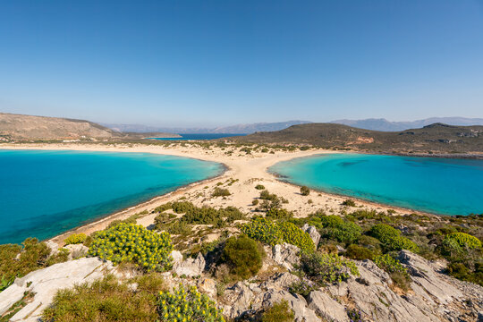 Simos beach with turquoise water in Elafonisos island, Greece