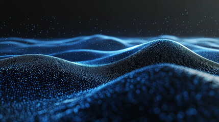 Abstract Wave Form with Dynamic Light Effects. An abstract representation of waves captured in stunning blue light, ideal for backgrounds in digital art and creative projects.