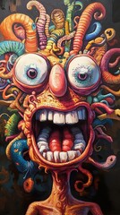 Fototapeta premium Vibrant Psychedelic Surreal Creature Painting