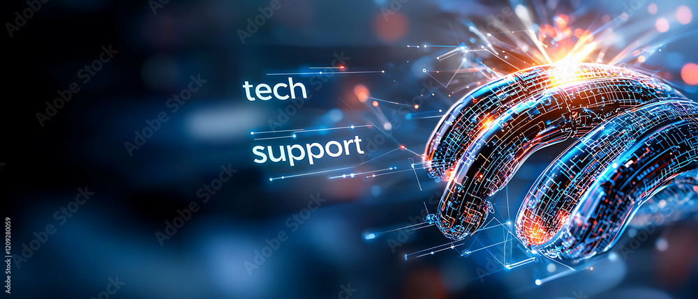 Poster tech support services enhance digital solutions online image modern environment dynamic viewpoint te