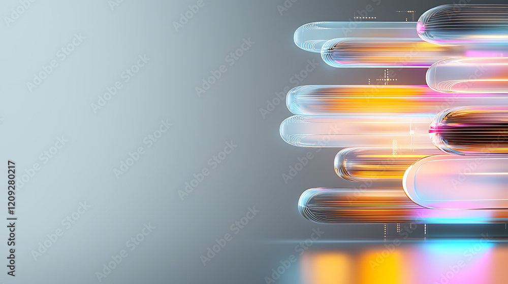 Aufkleber dynamic colorful waves of light abstract digital art modern design studio environment close-up view 