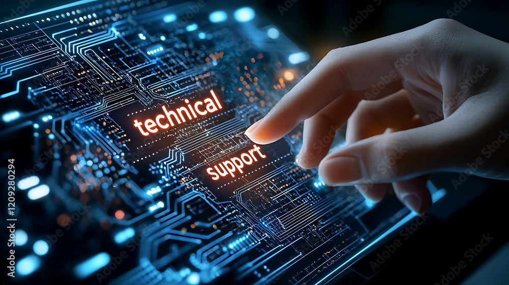 Poster technical support services digital environment infographic display technology sector close-up view i