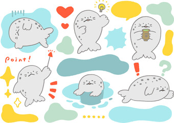 アザラシ　図形　フレーム