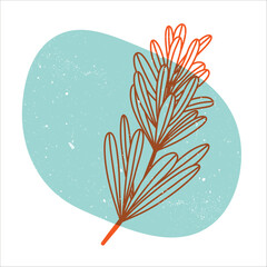 Tropical leaves with geometric shape. Colorful cute screen printing effect. Riso print. Vector illustration. Graphic element for fabric, textile, clothing, wrapping paper, wallpaper