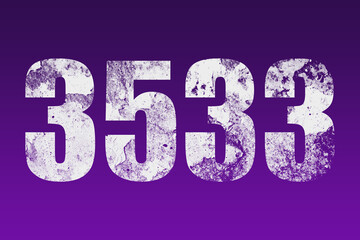 flat white grunge number of 3533 on purple background.	