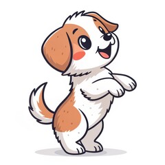 Cute Cartoon Puppy Side View, Happy Expression, Vector Illustration, Dog, Pet Dog illustration, puppy art