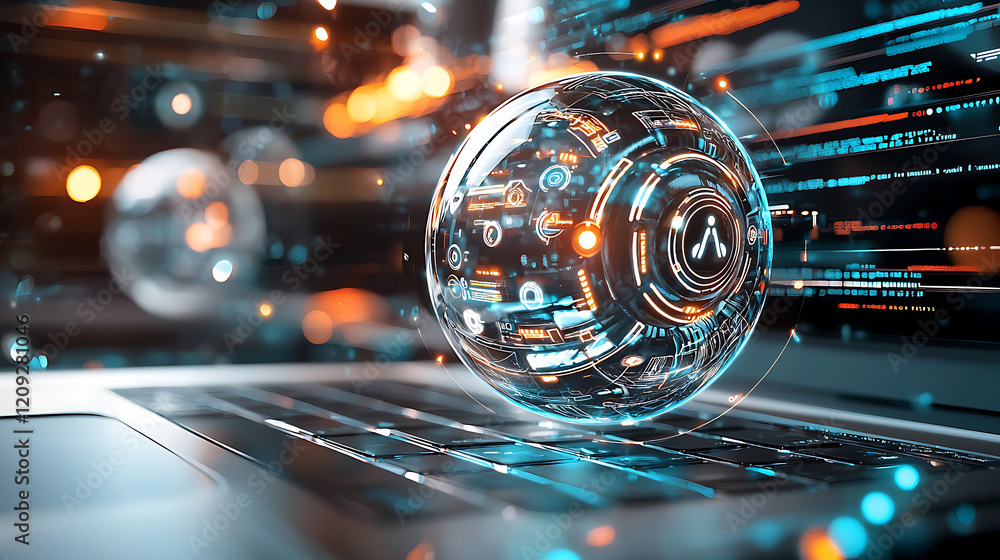 Poster dynamic technology innovation digital workspace abstract visualization virtual environment futuristi