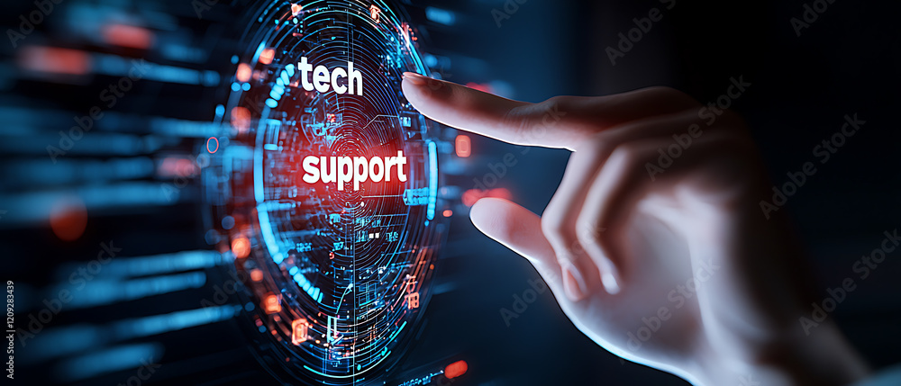 Aufkleber tech support solutions virtual assistance digital services online environment close-up view user eng