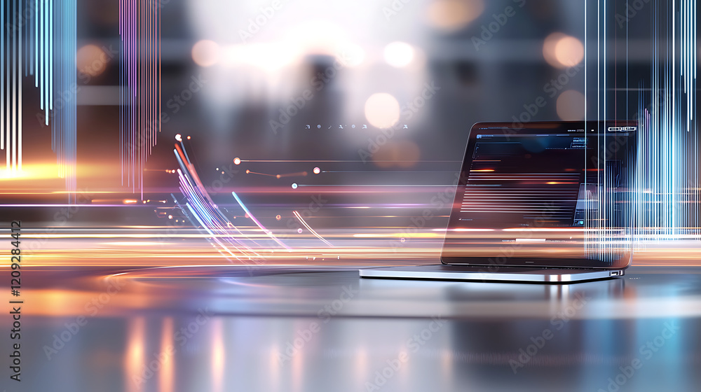 Poster dynamic digital transformation modern workspace technology urban environment close-up view innovatio