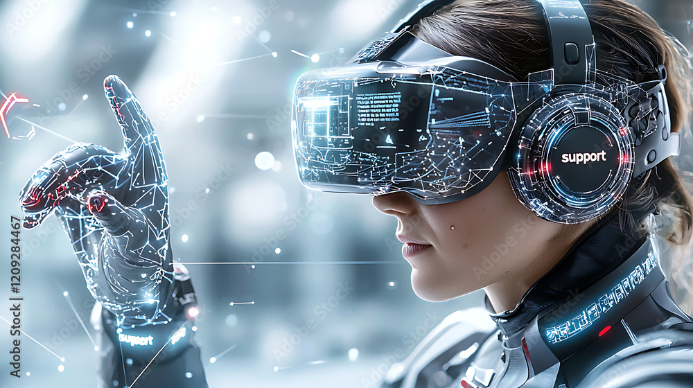 Poster technological innovation virtual reality use in future support systems digital lab environment close