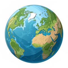 Naklejka premium Stylized Earth Globe Illustration Cartoon Composition, World Map Image, Global Concept, Earth Day Earth, Globe