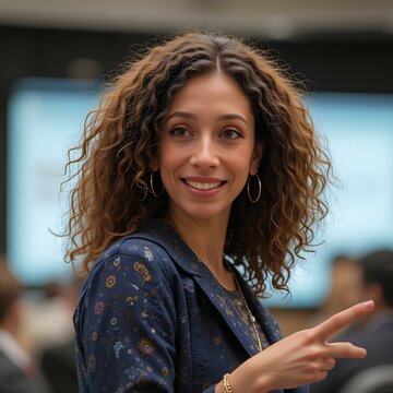 Mujer hispana dando una presentaci&oacute;n