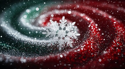 Fototapeta premium Spiraling snowflake design winter wonderland digital art abstract background close-up festive concept