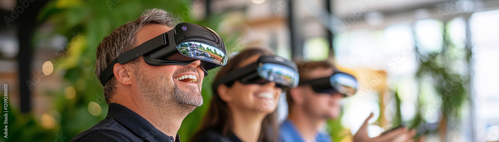 Poster engaging ai-generated virtual reality experience tech hub image content indoor environment eye-level