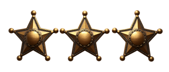  three ornate, golden stars arranged in a horizontal line. 