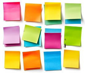 Fototapeta premium Colorful Sticky Notes Arranged on White Background
