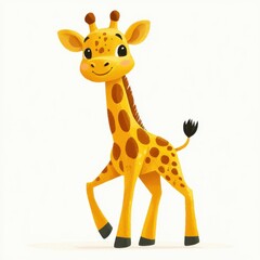 Obraz premium Cheerful Cartoon Giraffe with Playful Expression and Bright Colors