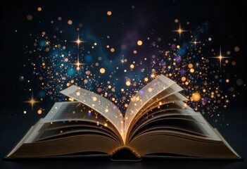 An Open Book Filled with Magical Sparks