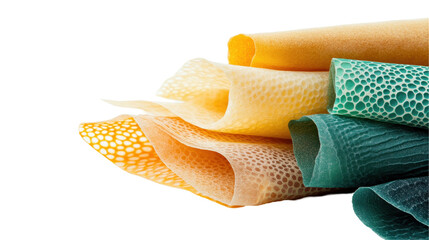 Colorful food wraps made from beeswax and biodegradable materials. transparent background