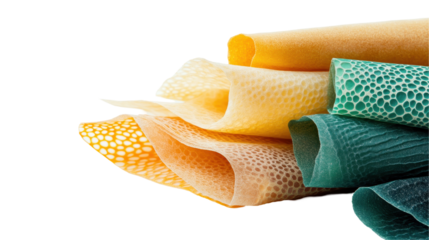 Colorful food wraps made from beeswax and biodegradable materials. transparent background