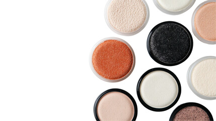 Colorful makeup palettes arranged stylishly for beauty and cosmetic themes. transparent background