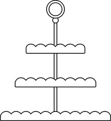 Tiered Cake Stand outline.
Empty dessert or fruit tiered stand coloring page.
Cupcake Stand isolated.
Dessert Stand.
Tea Party.
Transparent background.