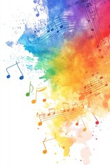 Rainbow Music Watercolor Splash: A vibrant symphony of colors and musical notes, capturing the essence of artistic expression and melodic harmony.