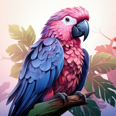 Fototapeta premium Exotic Parrot in Flat Style with Vibrant Purple Colors in Vector Form