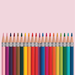 Naklejka premium Brightly Colored Pencils Arranged Symmetrically