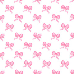 Seamless pattern with pink ribbon and transparent background.