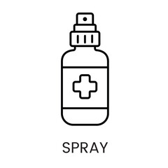 A medical pump spray icon in vector, representing antiseptic or medicinal application, with an editable stroke