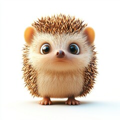 Cute and Adorable Hedgehog with Big Eyes on White Background