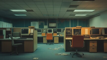 Abandoned Retro Computer Room Office Space