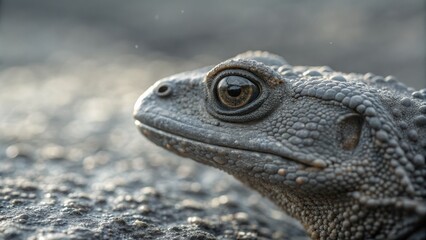 Fototapeta premium Close-up Profile of a Gray Frog, Macro Photography, Textured Skin, Wildlife, Amphibian Frog, Macro Photography