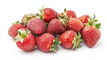 A bunch of ripe, sweet strawberries with their bright red color and tiny seeds, Each strawberry’s fresh texture and vibrant color captured in exquisite detail