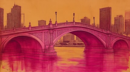 Naklejka premium Cityscape Bridge Archway Urban Architecture Design