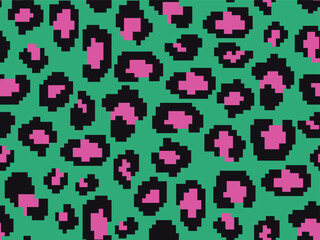 PIXELATED LEOPARD SKIN SEAMLESS PATTERN ALL OVER PRINT VECTOR ILLUSTRATION
