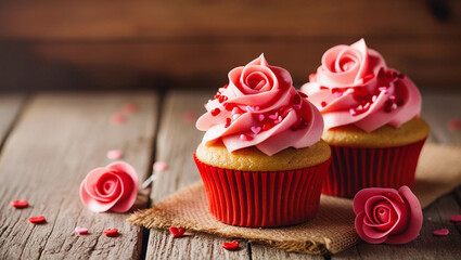 decorated cupcakes with pink frosting and sprinkles