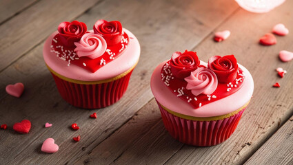 decorated cupcakes with pink frosting and sprinkles