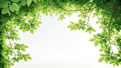 Obraz premium Green Leaves Frame Nature Photography, Bright Backlit Composition, Spring, Foliage Nature photography, Springtime