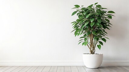 Fototapeta premium Minimalist Plant in White Pot Interior Design Mockup, Plant in White Pot, Home Decor Home Decor, Interior Design