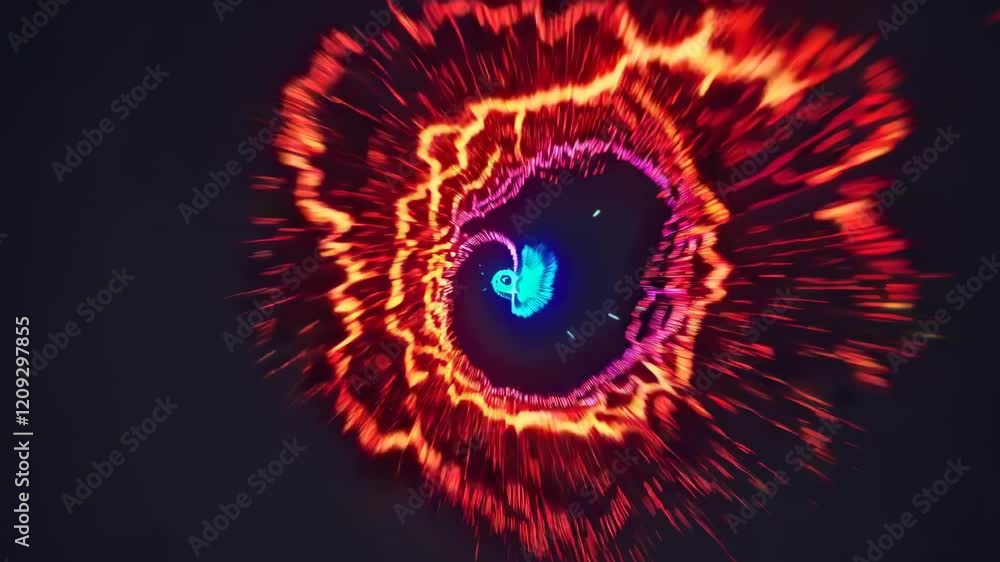 Poster colorful abstract light patterns create a mesmerizing visual experience in a vibrant digital display