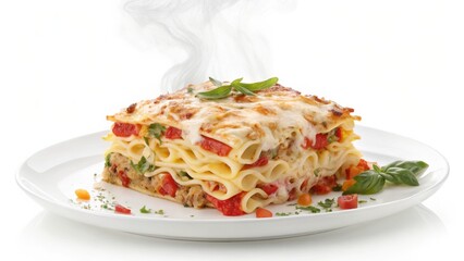 Steaming Hot Lasagna Close-up Composition, Italian Cuisine, Food Photography, Recipe, Plate Lasagna, Italian Food