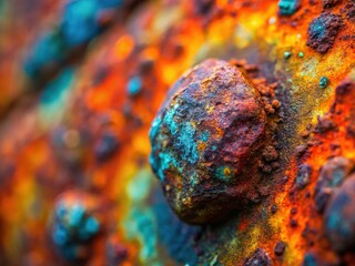 Fototapeta premium Extreme Close-up of Weathered Rusty Metal Texture, Grunge Background