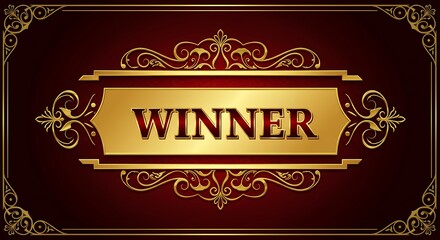 Game concept. Casino Bonus label frame, golden banner, border winner, Vegas game. illustration